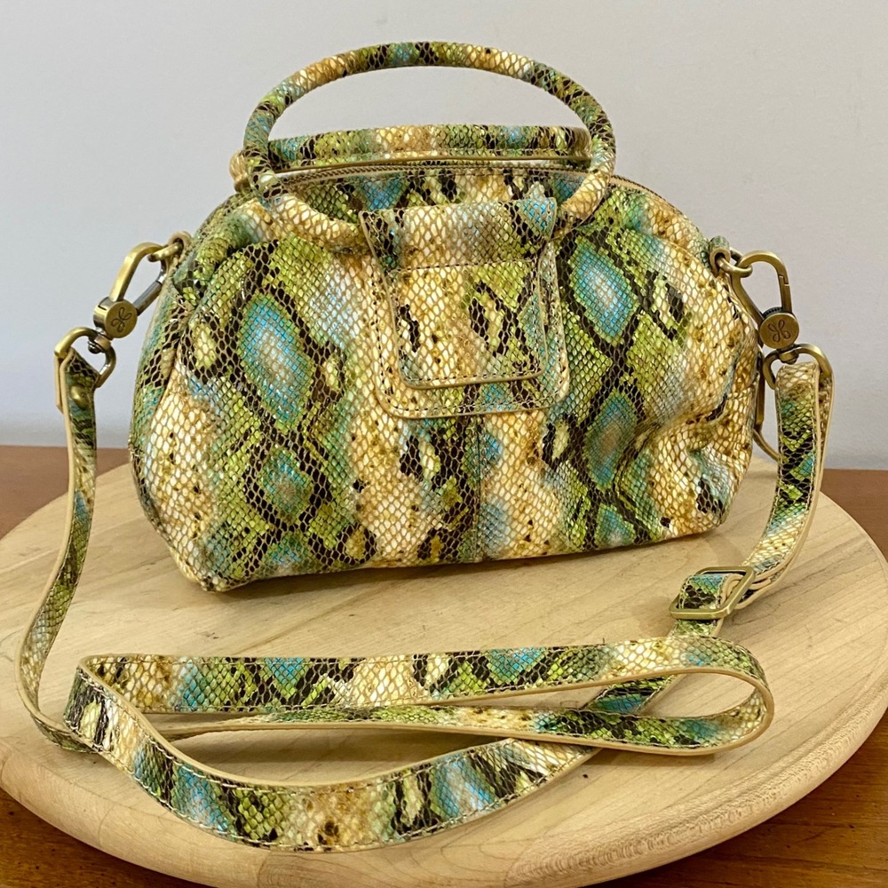 Hobo International Small Sheila Satchel Bag Garden Snake Print Leather Crossbody